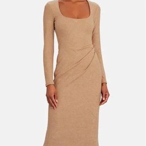 Acler Highfield Brown Gathered Side Fitted Pencil Midi Dress 6